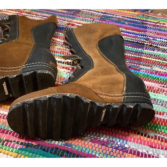 SOREL CATE THE GREAT WEDGE Chestnut Brown Waterproof LACE UP Women's Boots Sz 9 - Picture 7 of 16